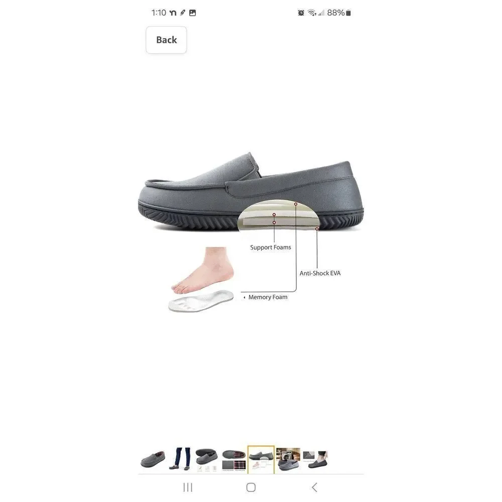 New Size 9 Rock Dove Grey Alexander Flannel Lined Loafer Slippers House Shoe NWT - Picture 5 of 12